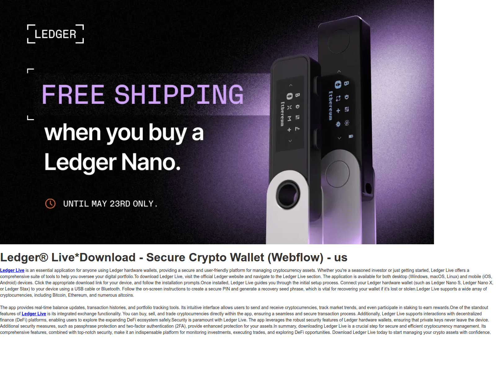 Screenshot of ledger-liive--bownload.webflow.io