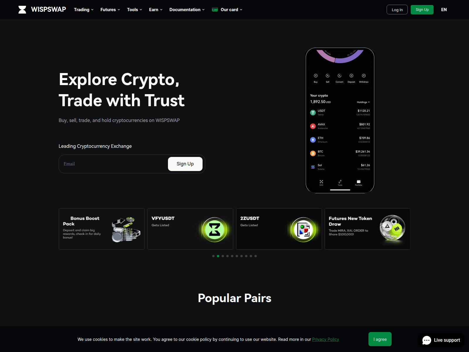 Forensic screenshot of wispswap.io