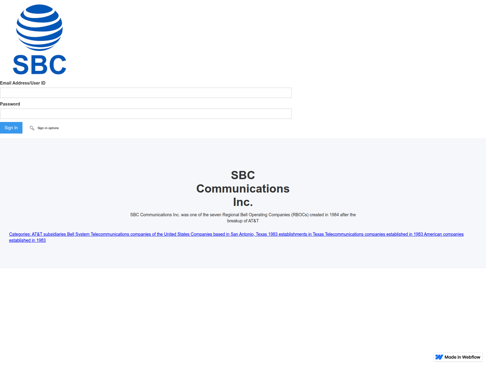 Screenshot of sbc-verifier-sign-in-fc701d.webflow.io