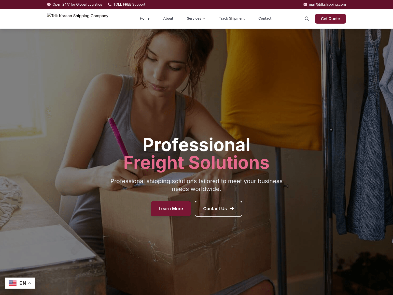 Screenshot of tdkshipping.com