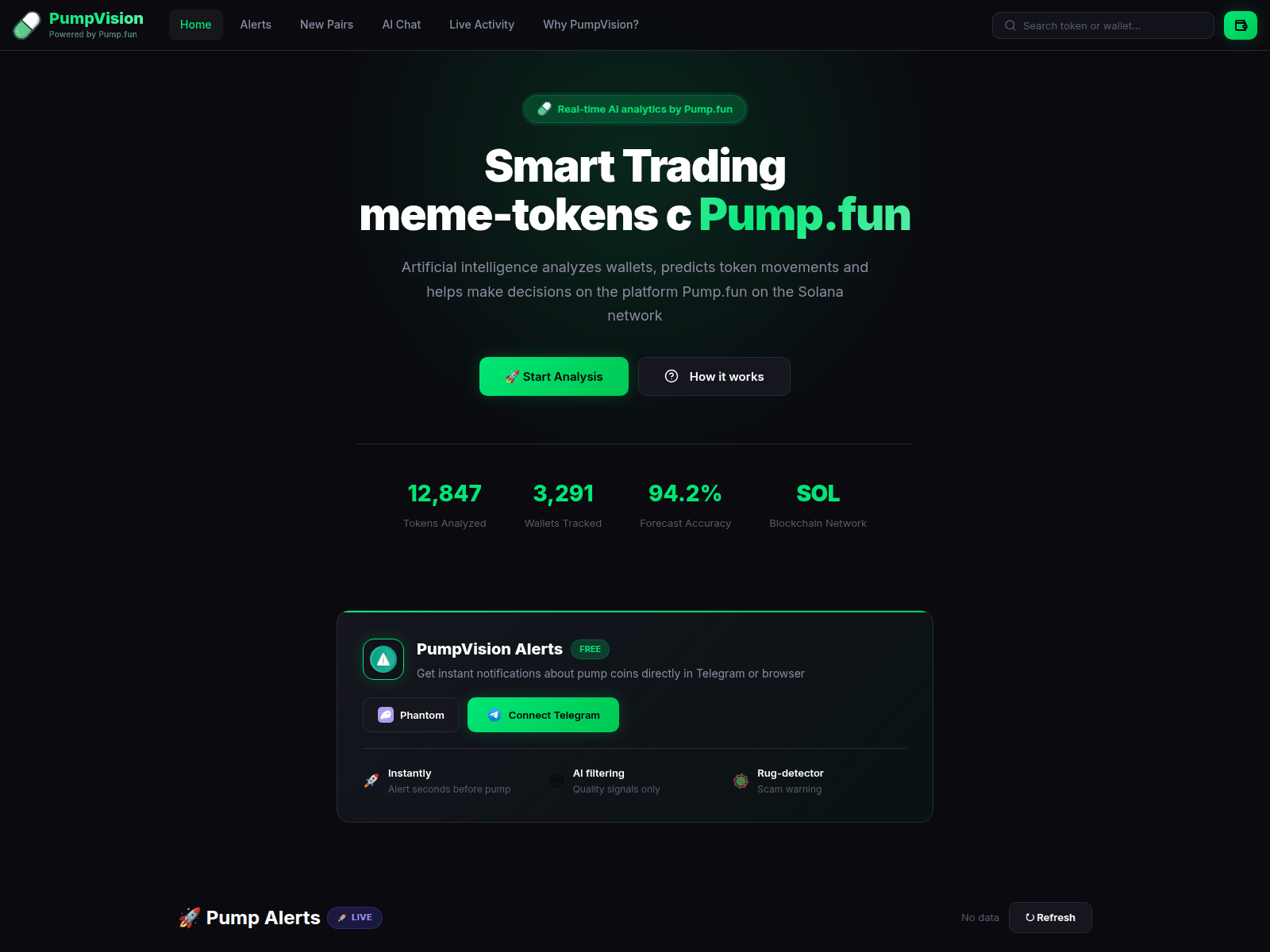 Screenshot of visionpump.fun