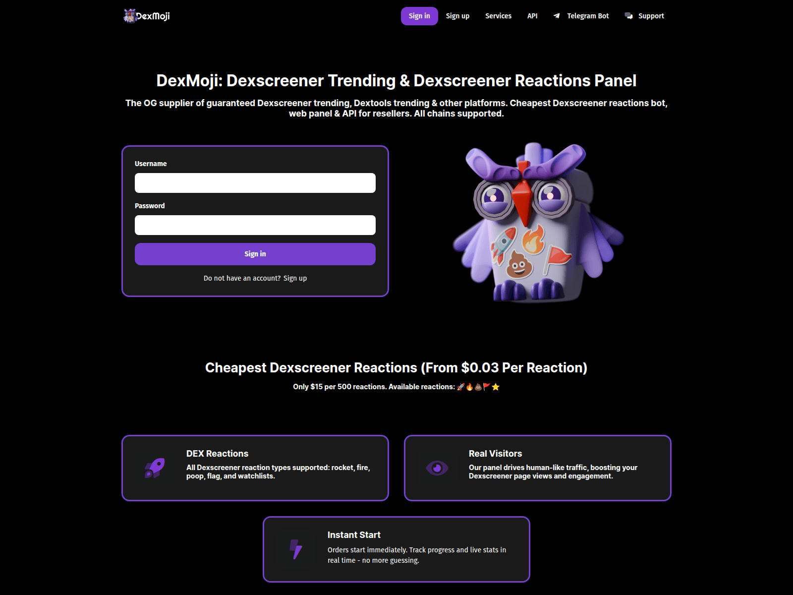 Screenshot of panel.dexmoji.com