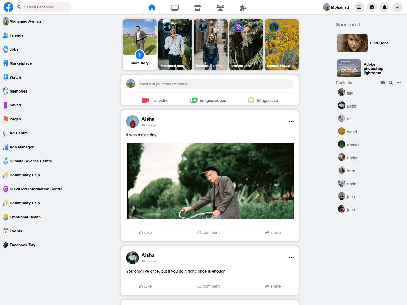 Screenshot of facebook-clone-nu-nine.vercel.app