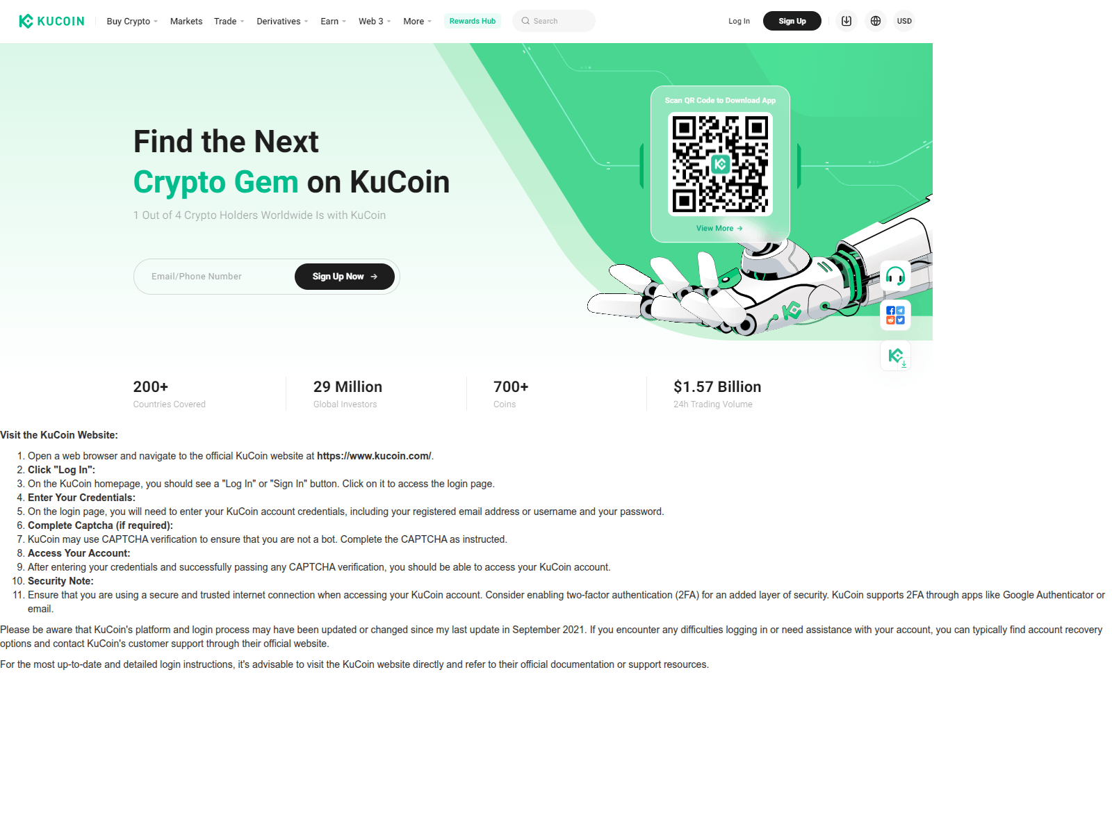 Screenshot of loinnkucoin.webflow.io