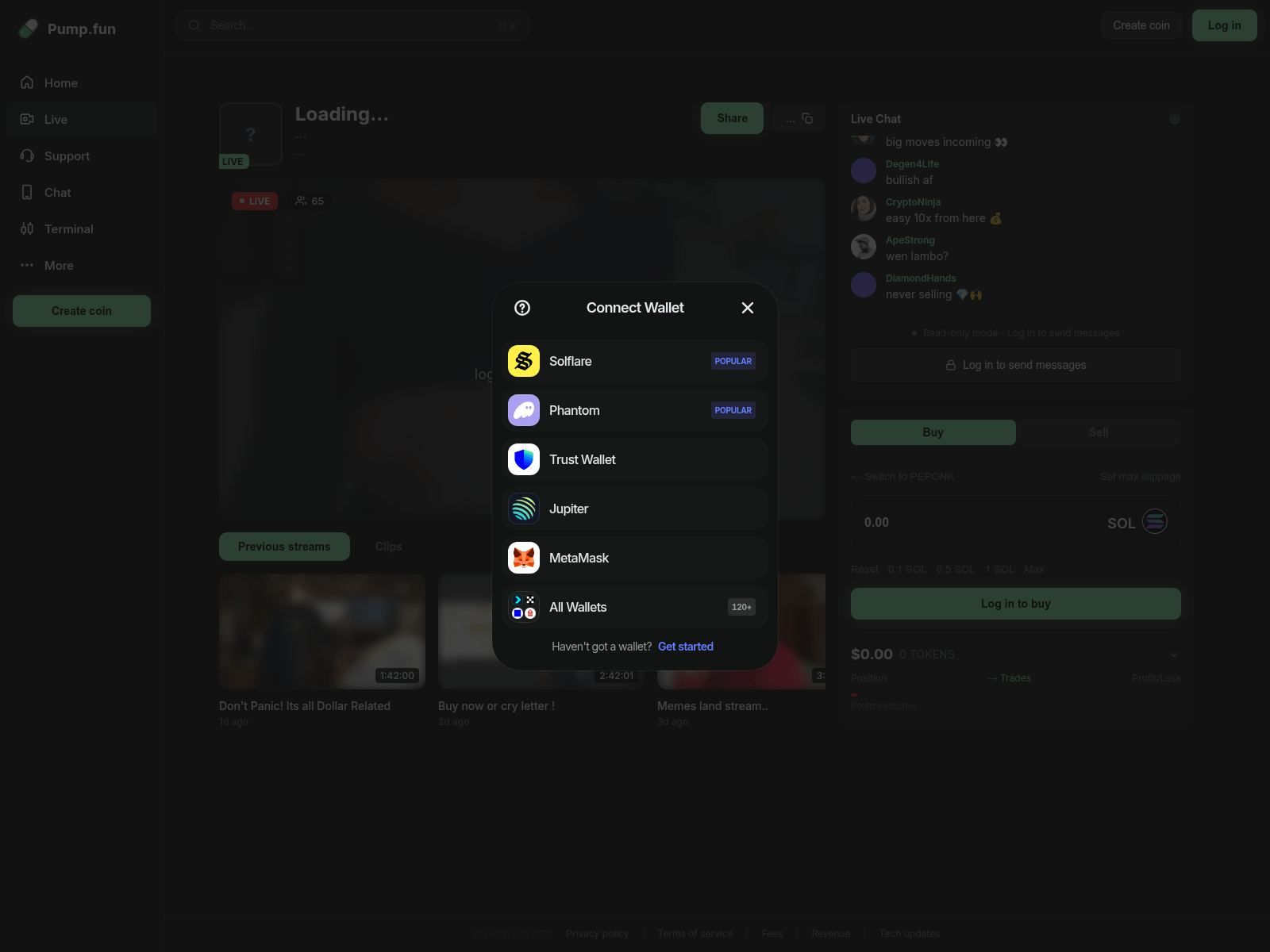 Screenshot of pump.fan-eye.live