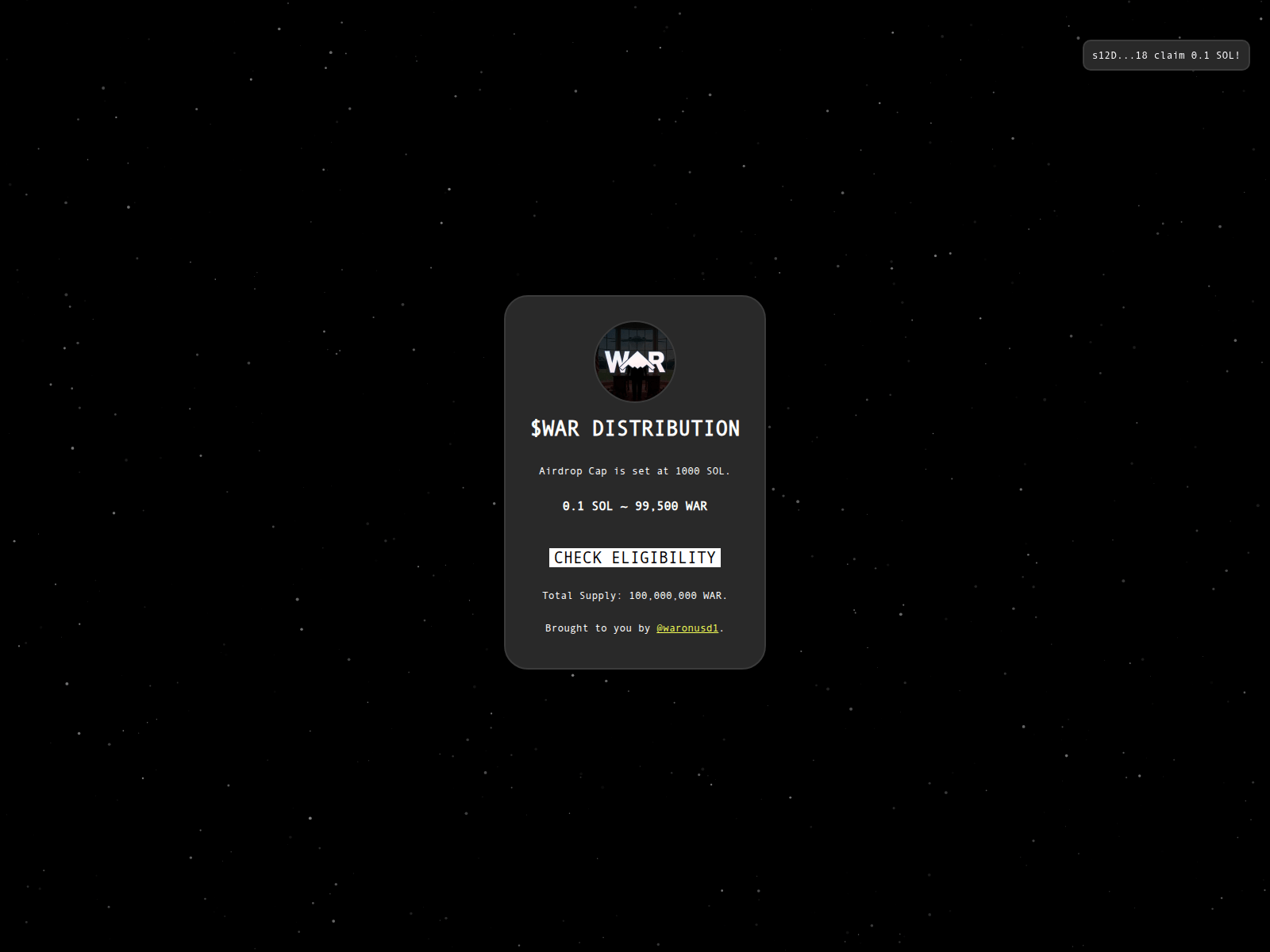 Screenshot of war-reward.xyz