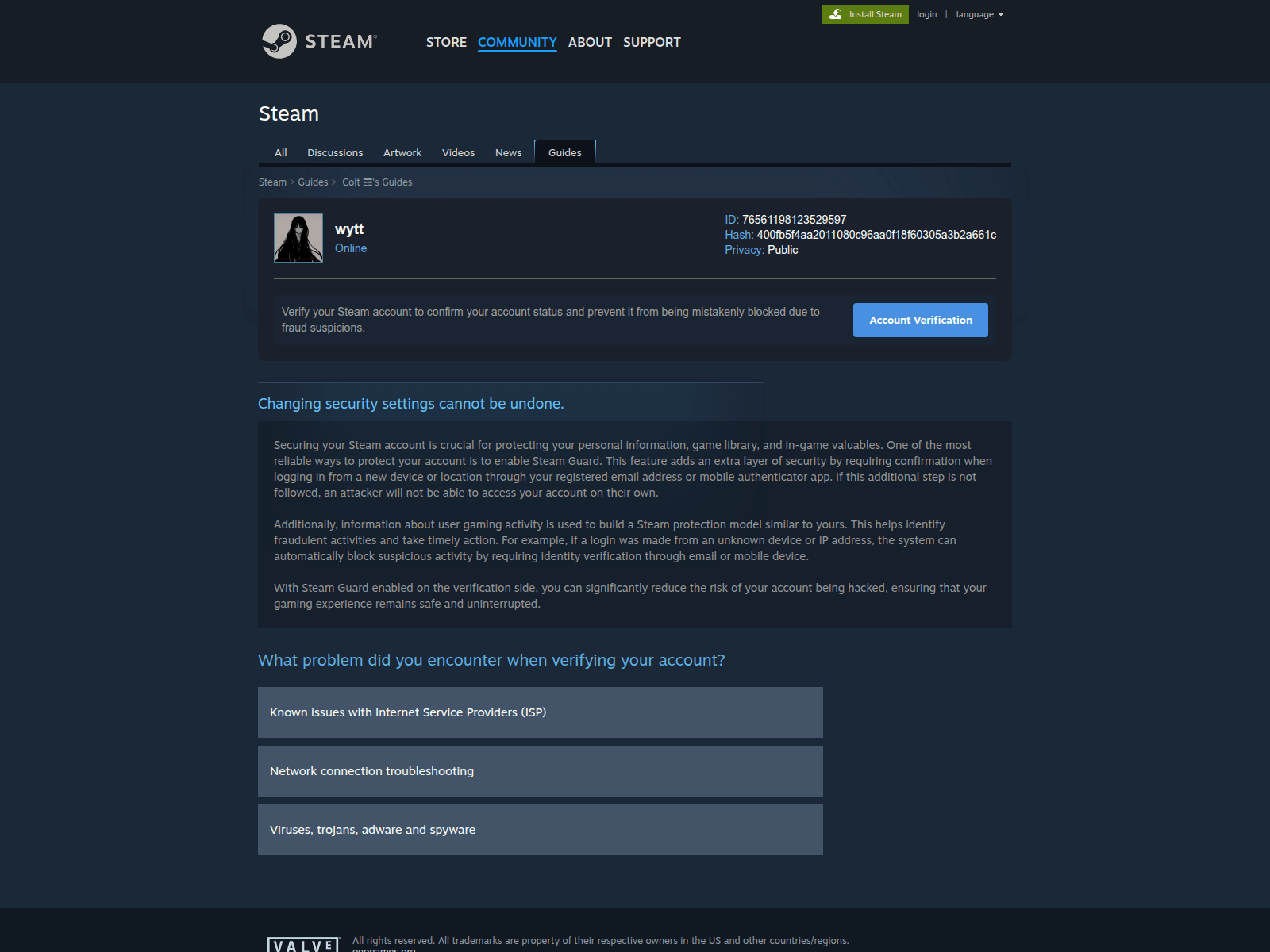 Screenshot of steamhelpsecured.com