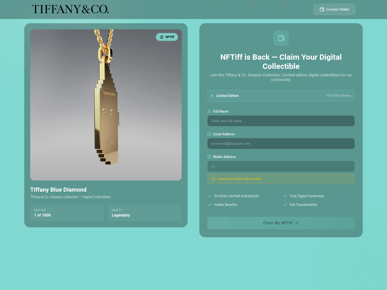 Screenshot of tiffany-nft.com