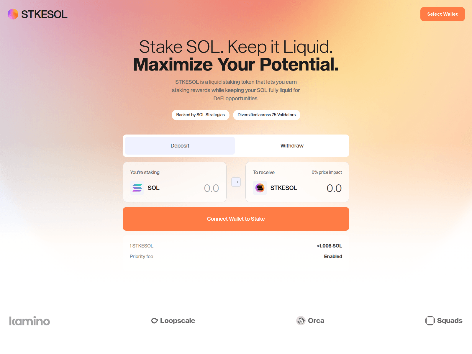 Screenshot of stkesol.io