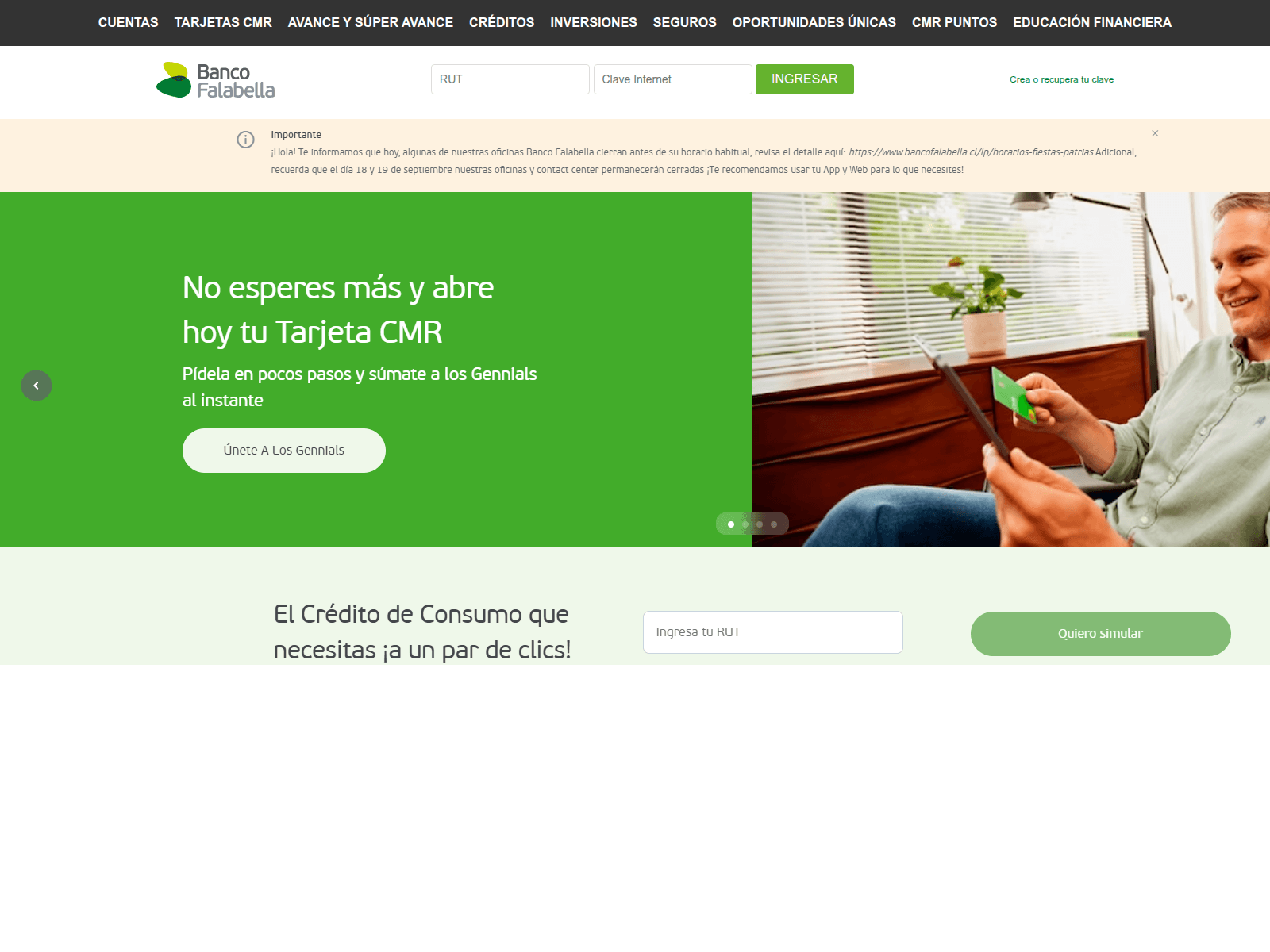Screenshot of tusbeneficioscmr.com