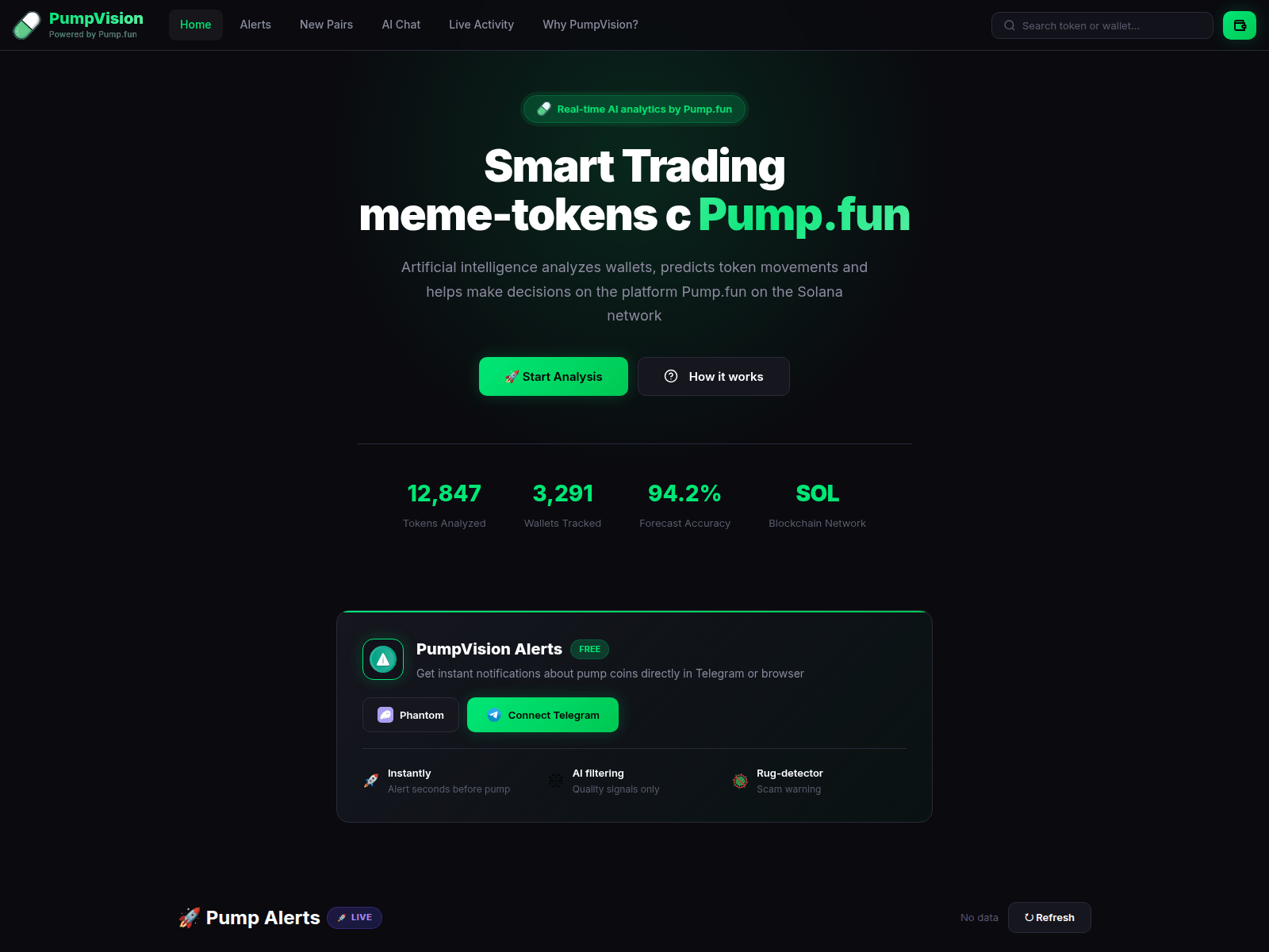Screenshot of visionpump.live