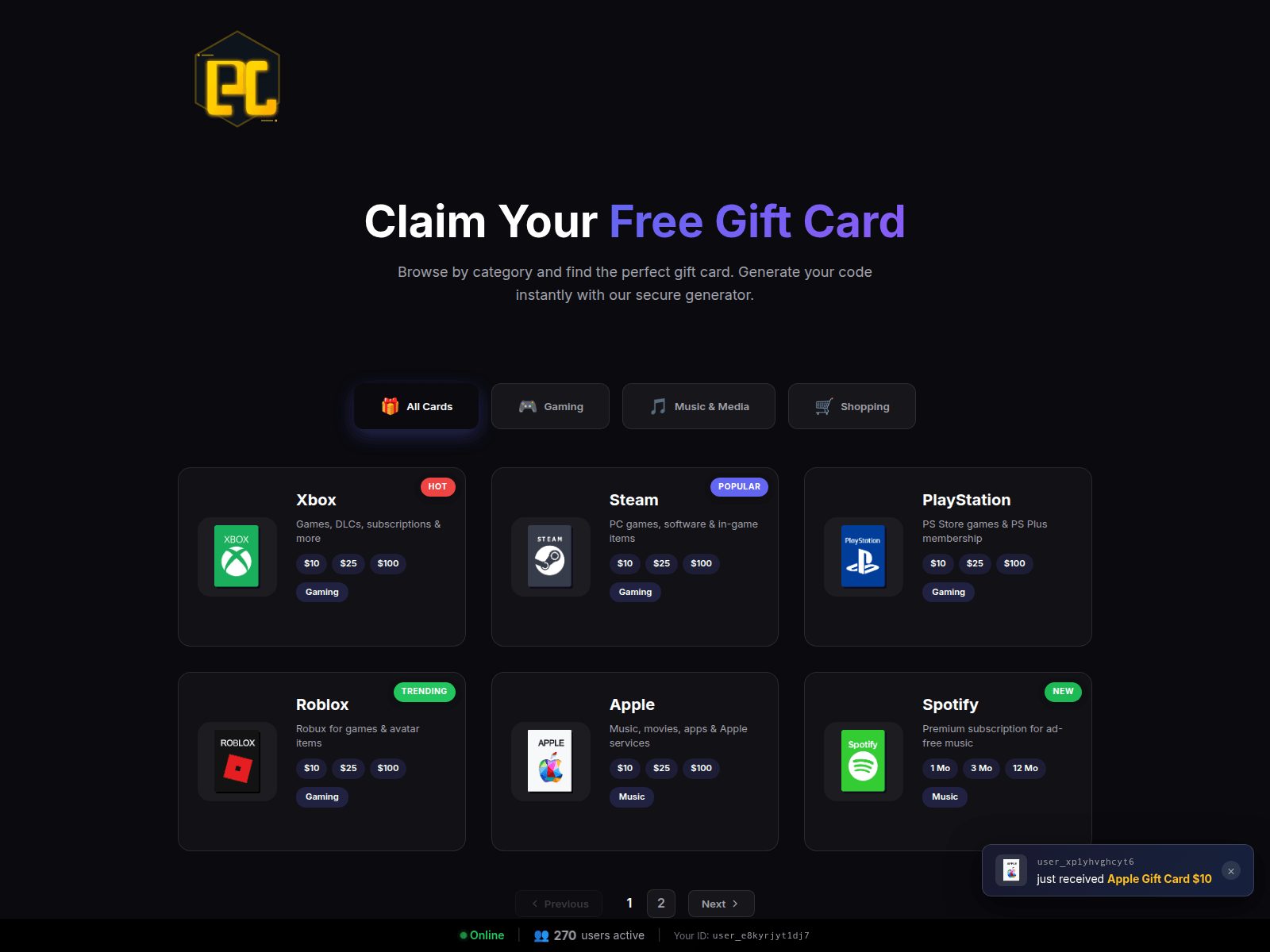 Screenshot of azgifty.click