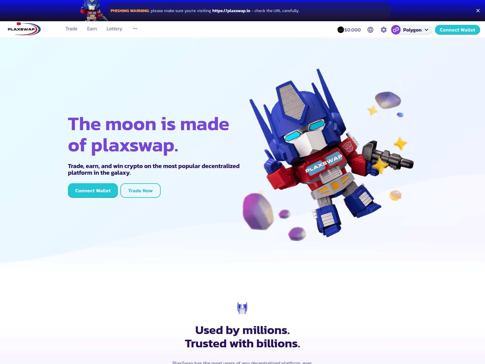 Screenshot of plaxswap.io