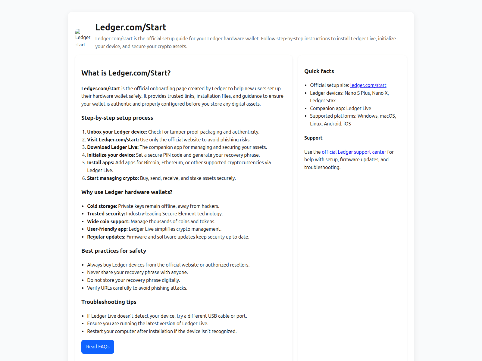Screenshot of ledgercomstart.vercel.app