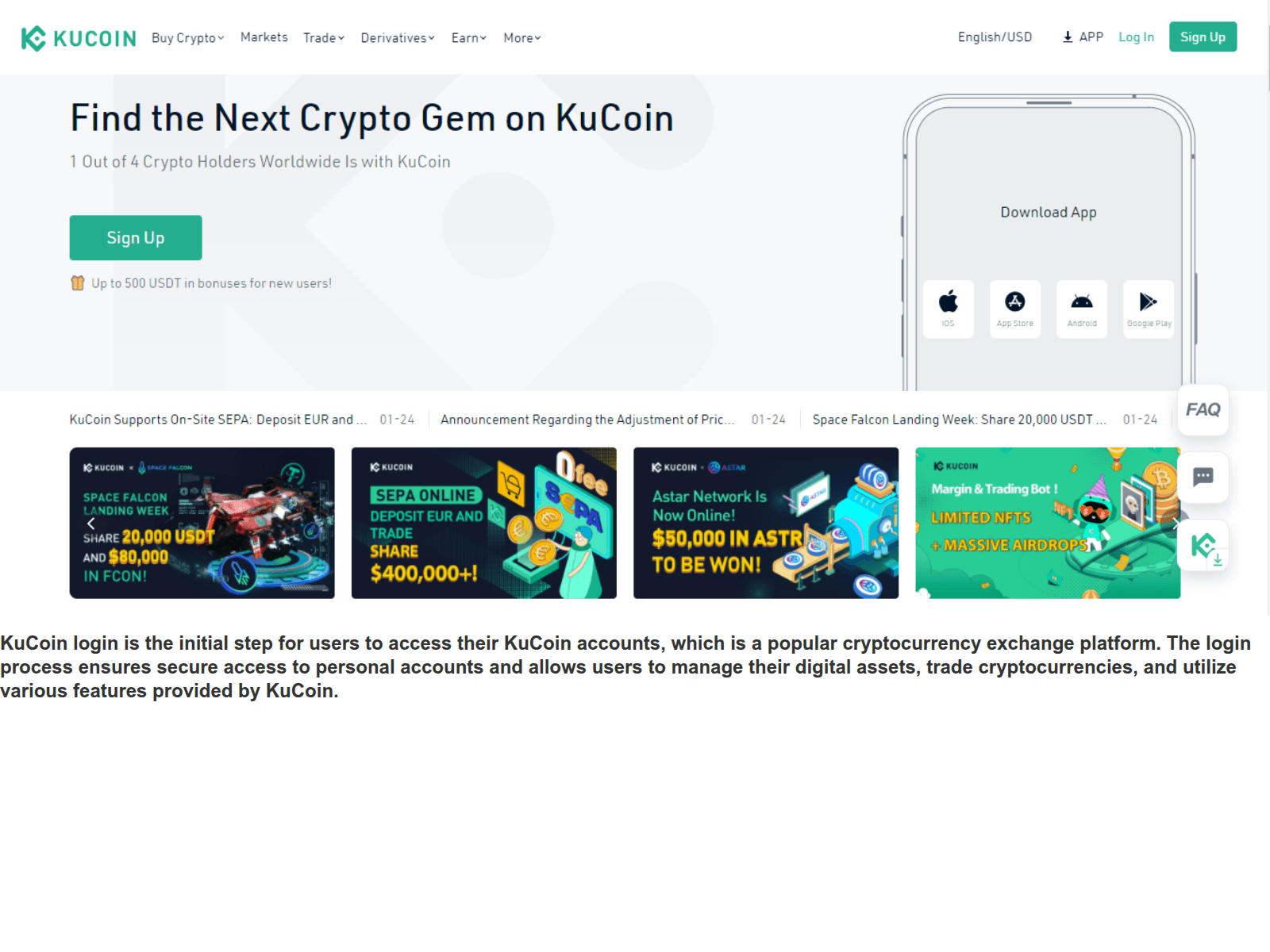 Screenshot of kucoinalogin.webflow.io