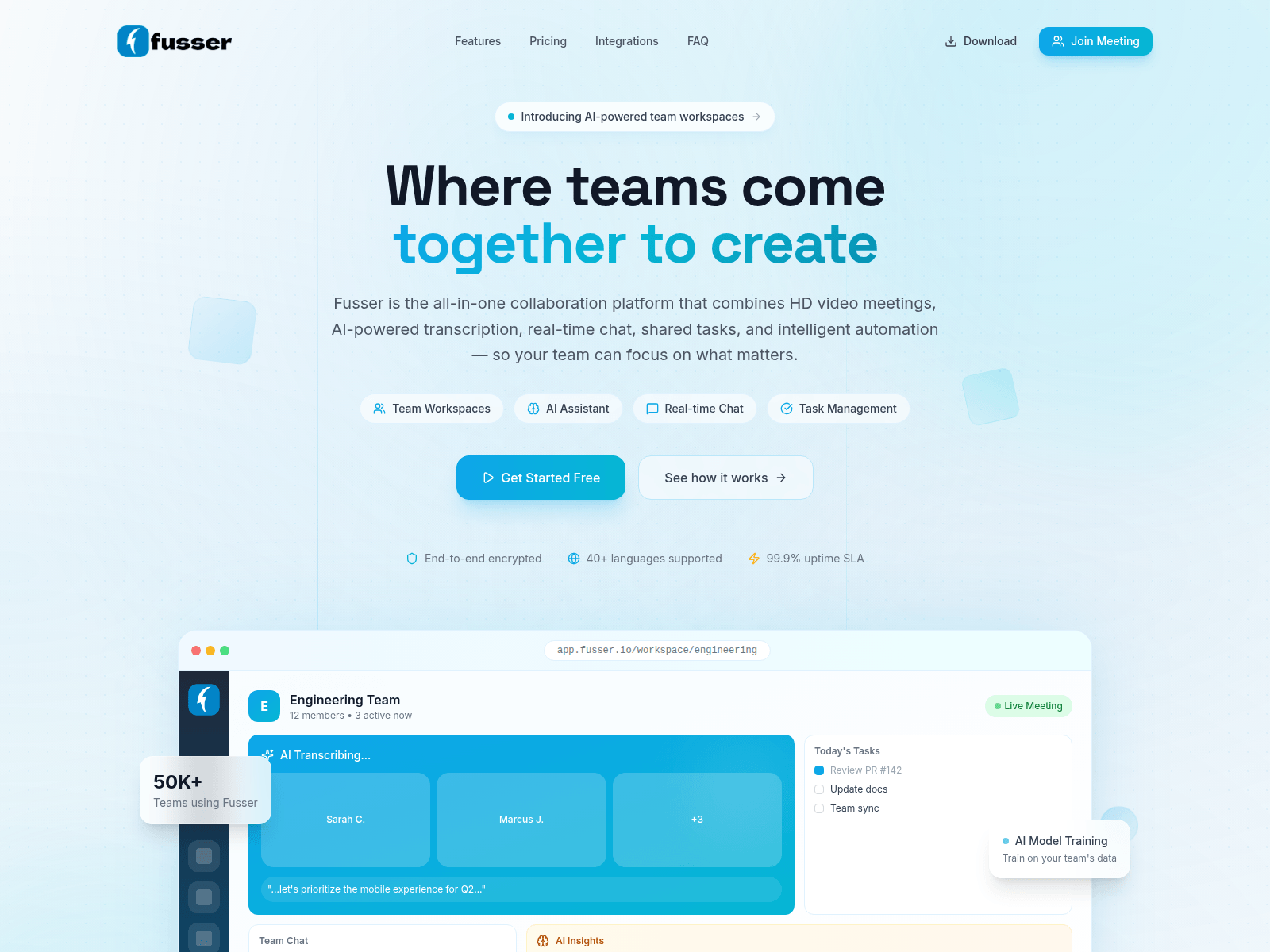 Screenshot of fusser.io