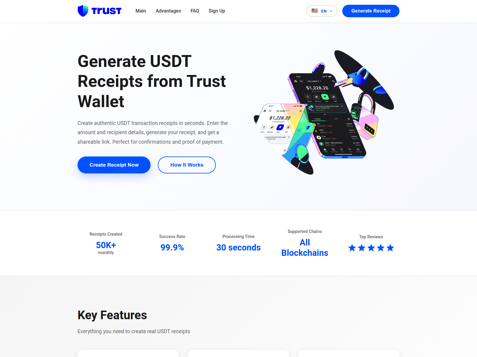 Screenshot of trustwallet.receipts.sh