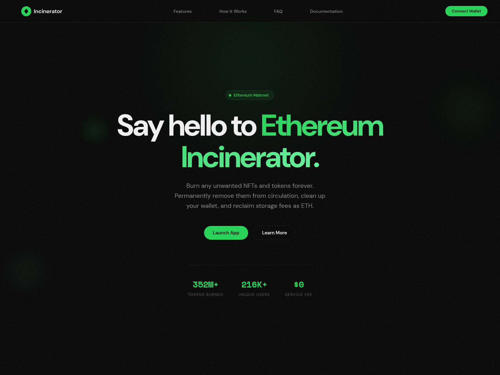 Screenshot of ethincinerator.lol
