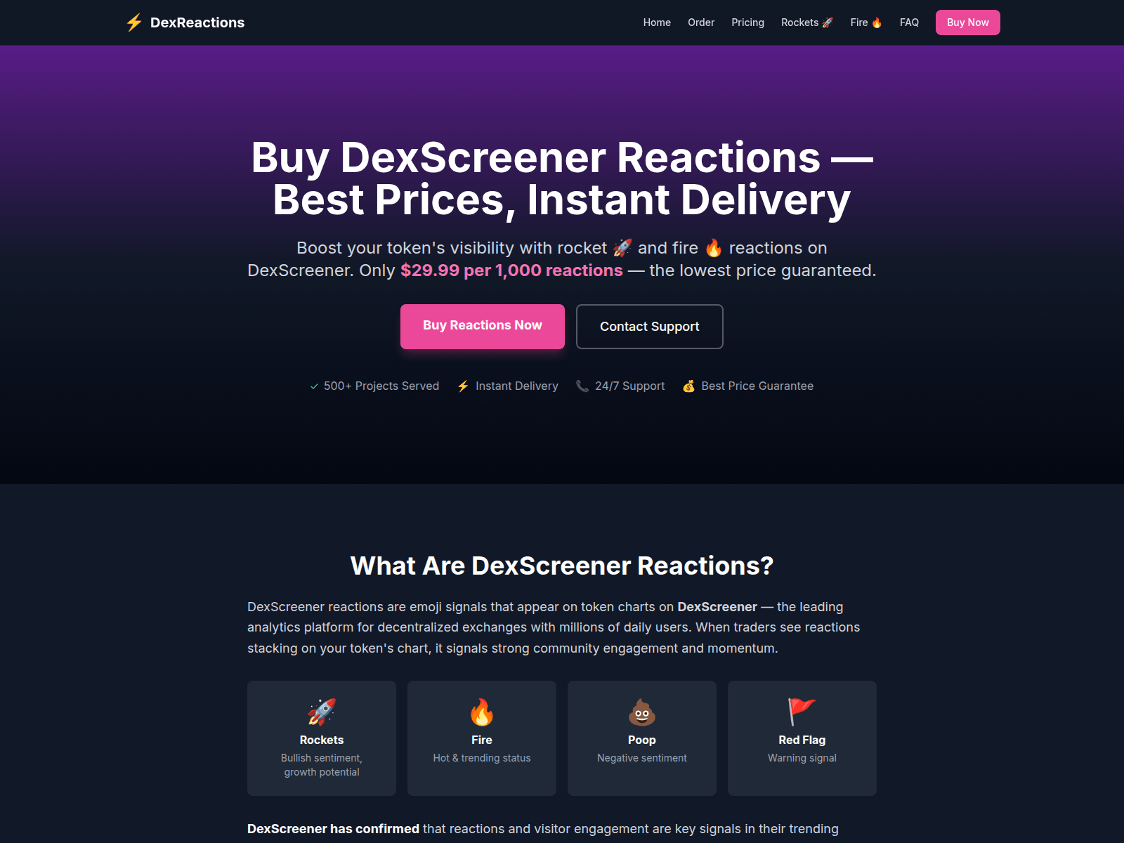 Screenshot of dexreactions.com