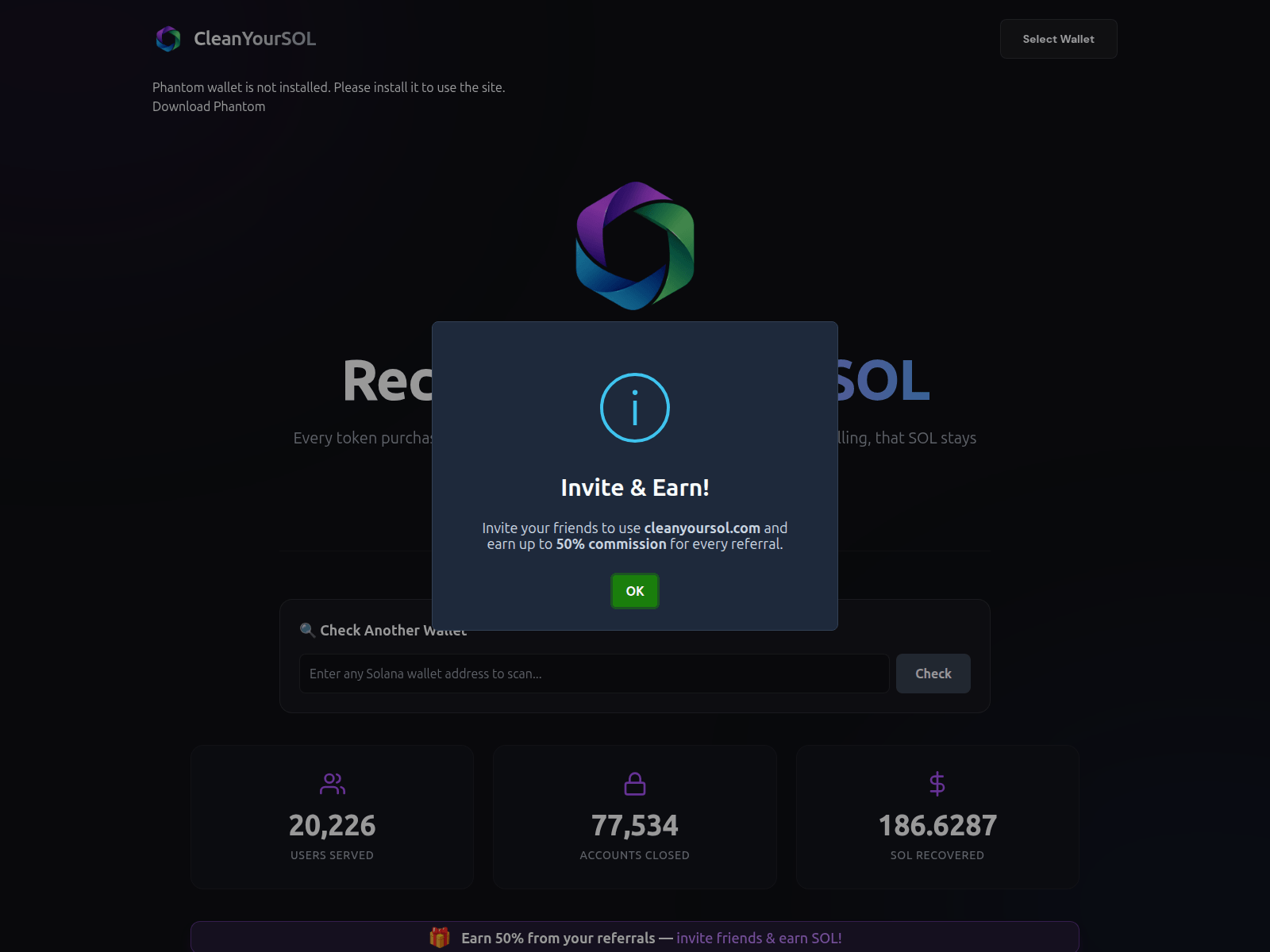 Screenshot of cleanyoursol.com