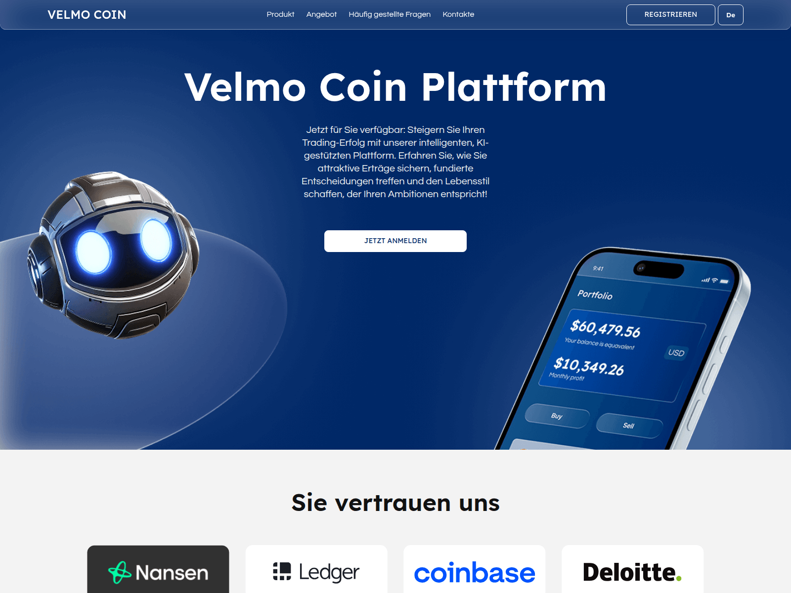 Screenshot of velmo-coin-ai.com