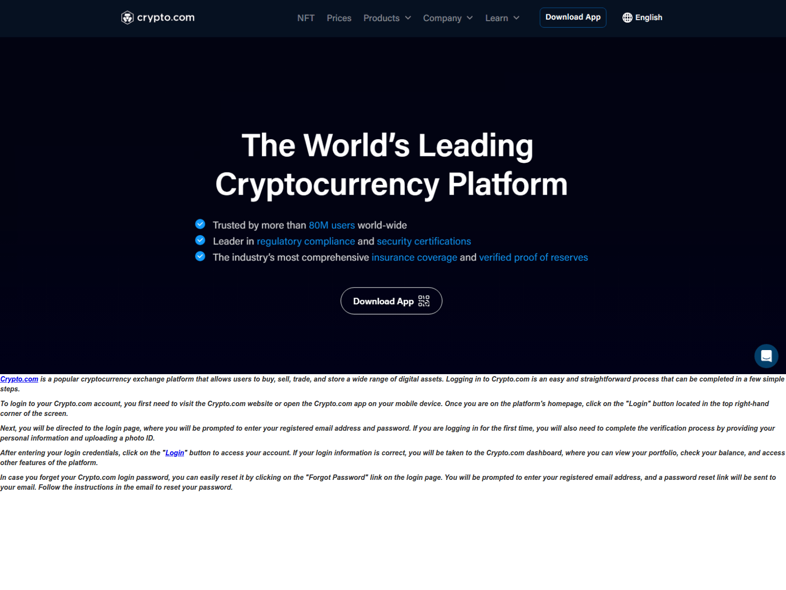 Screenshot of cryytaonlogonnii.webflow.io