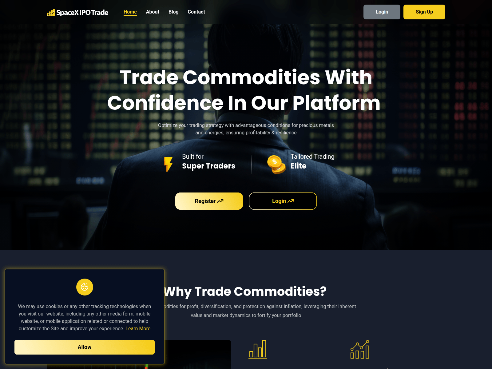 Screenshot of spacexipotrade.com