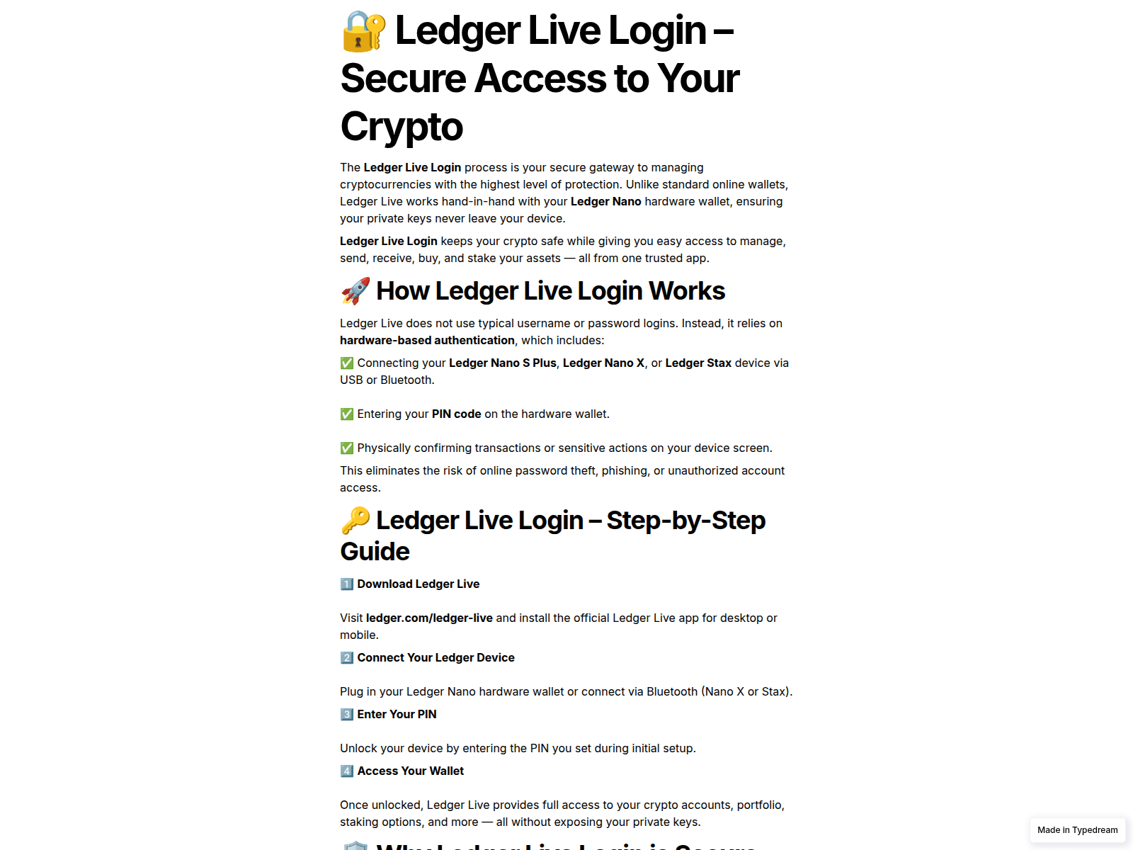 Screenshot of support-legderlive-learn.typedream.app