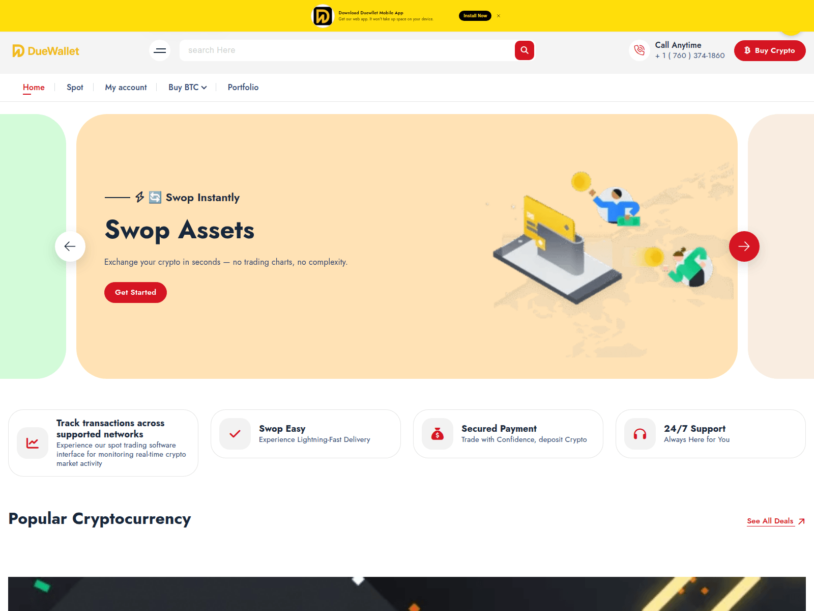 Screenshot of duewallet.net