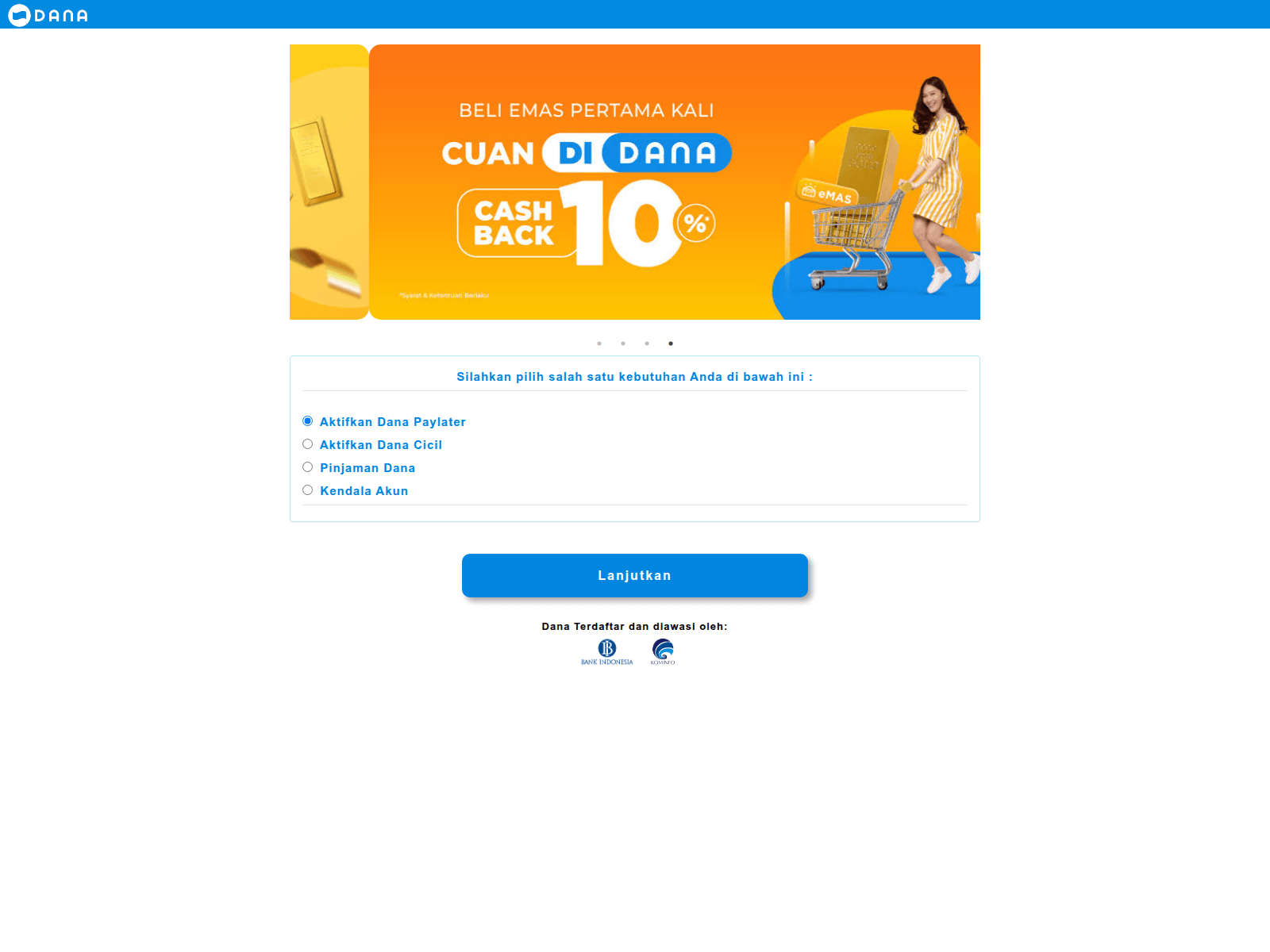 Screenshot of danaaindonesiaaxx.site-resmi5.my.id