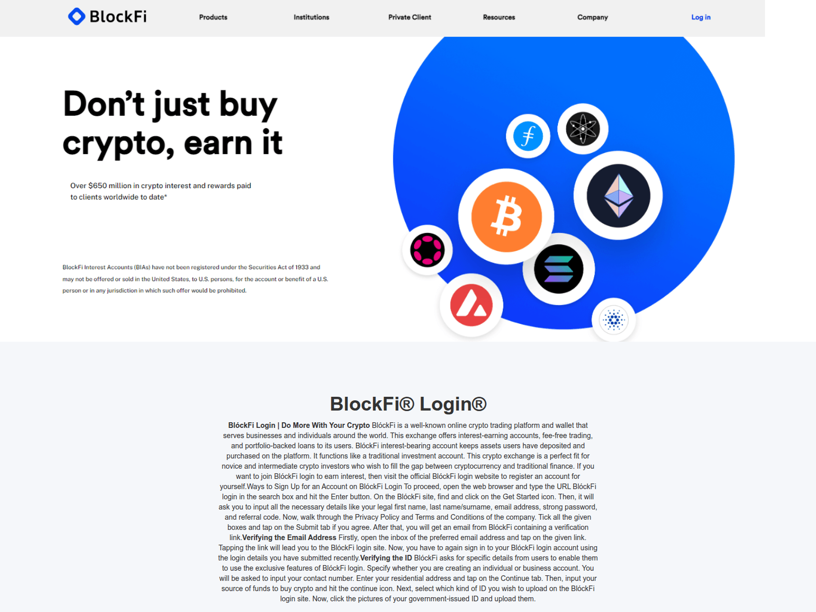 Screenshot of blockfi-logn.webflow.io