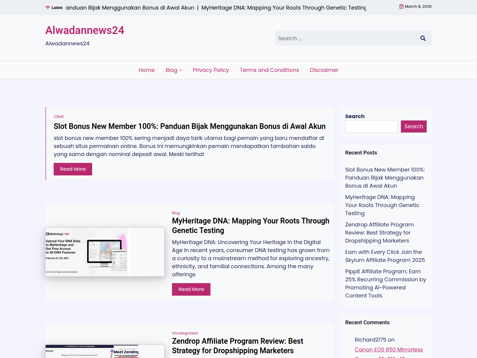 Screenshot of alwadannews24.com