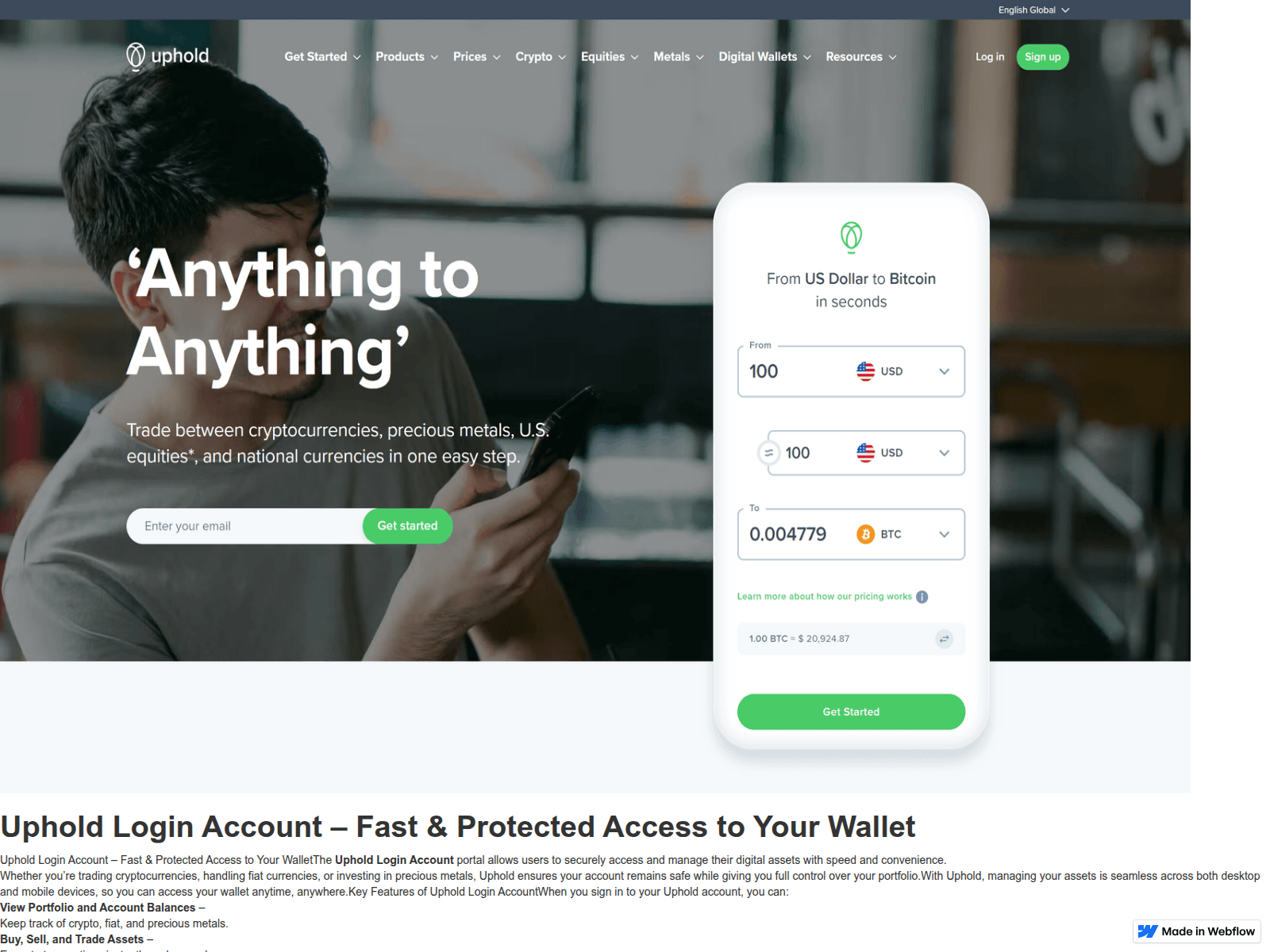Screenshot of uphol-login-issoo-io.webflow.io