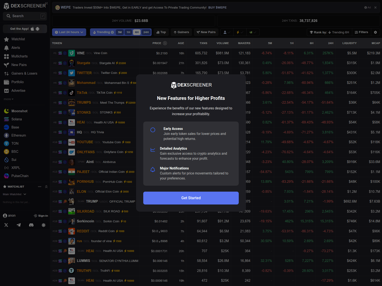Screenshot of dexscreener.at