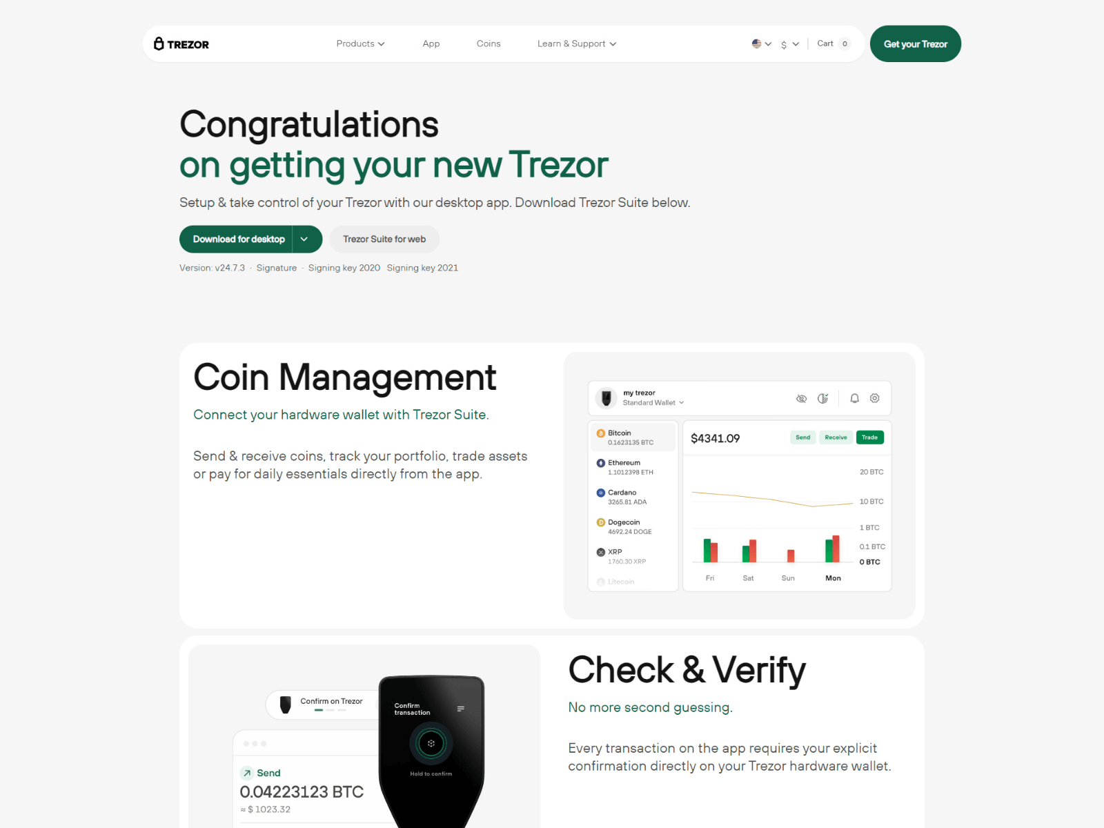 Forensic screenshot of welcome-trezo.vercel.app