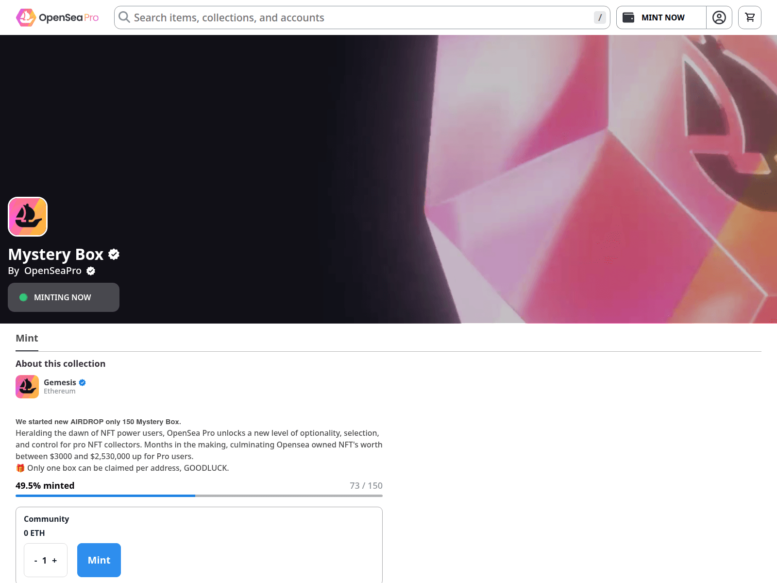 Screenshot of mint-nftbox-six.vercel.app