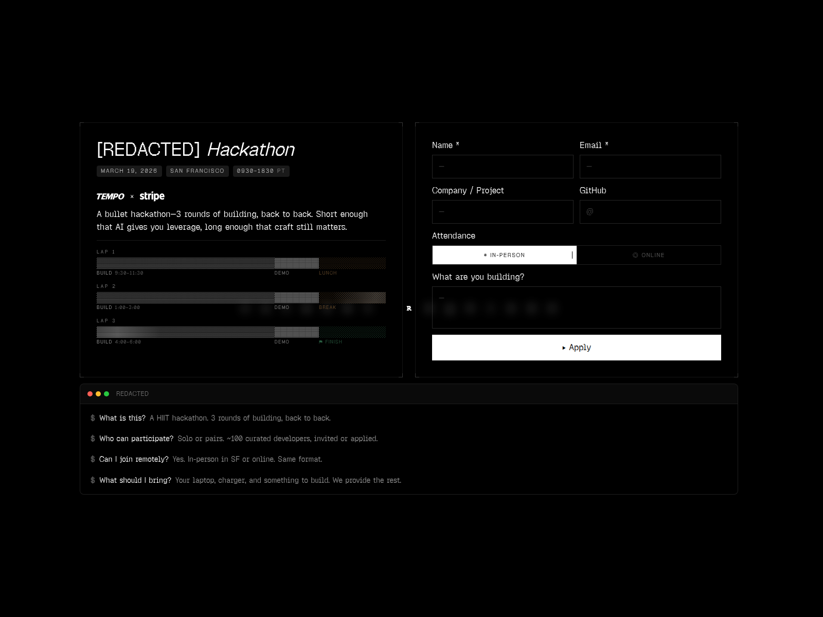 Screenshot of tempo.hackathons.lat