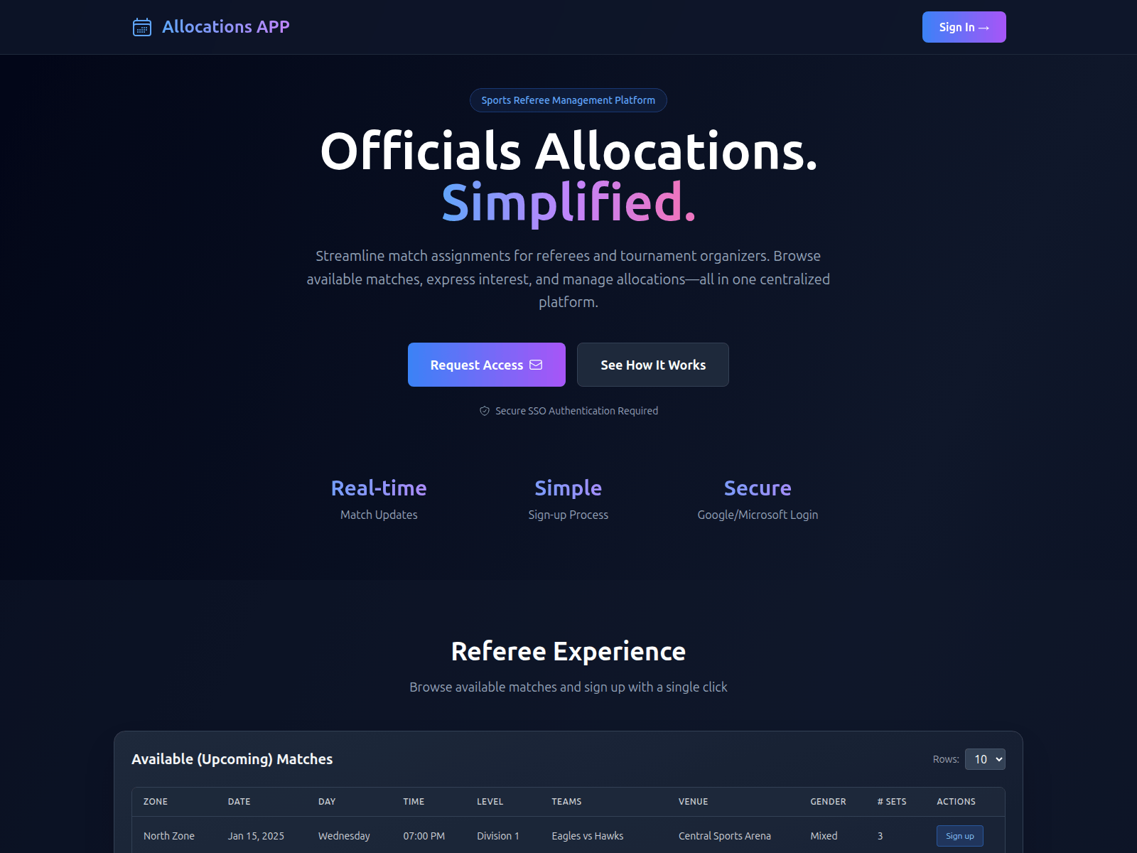 Screenshot of allocationsapp.ca