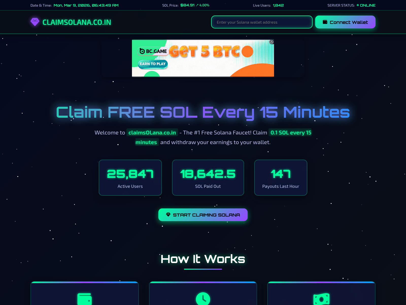 Screenshot of claimsolana.co.in