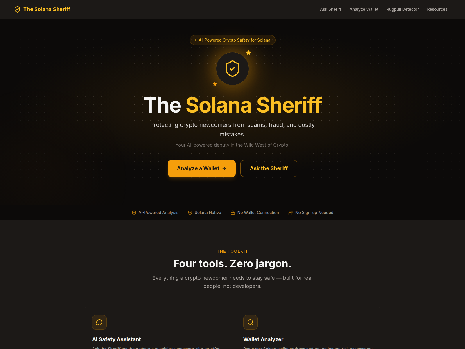 Screenshot of thesolanasheriff.tech