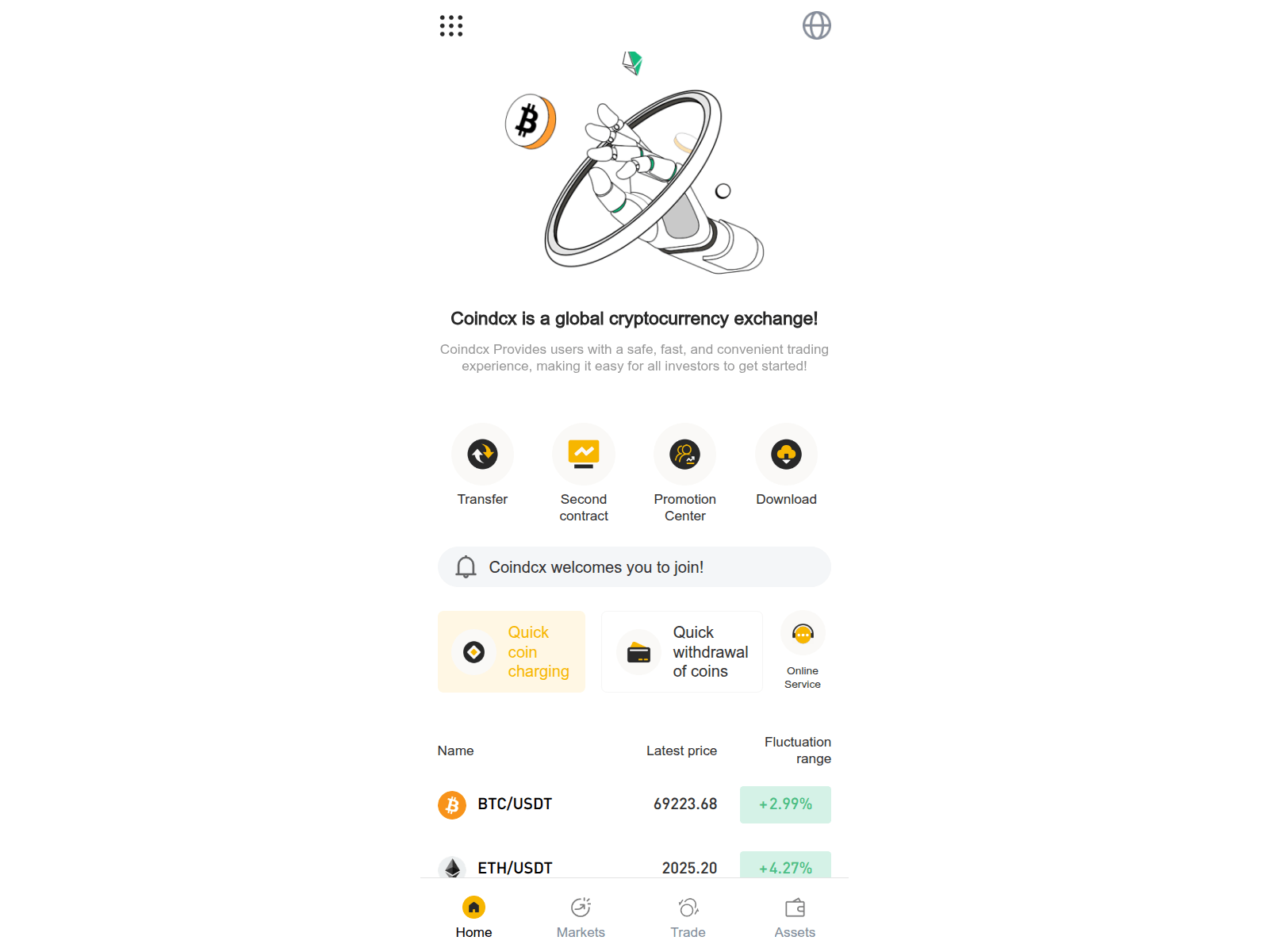 Screenshot of coindcxba.com