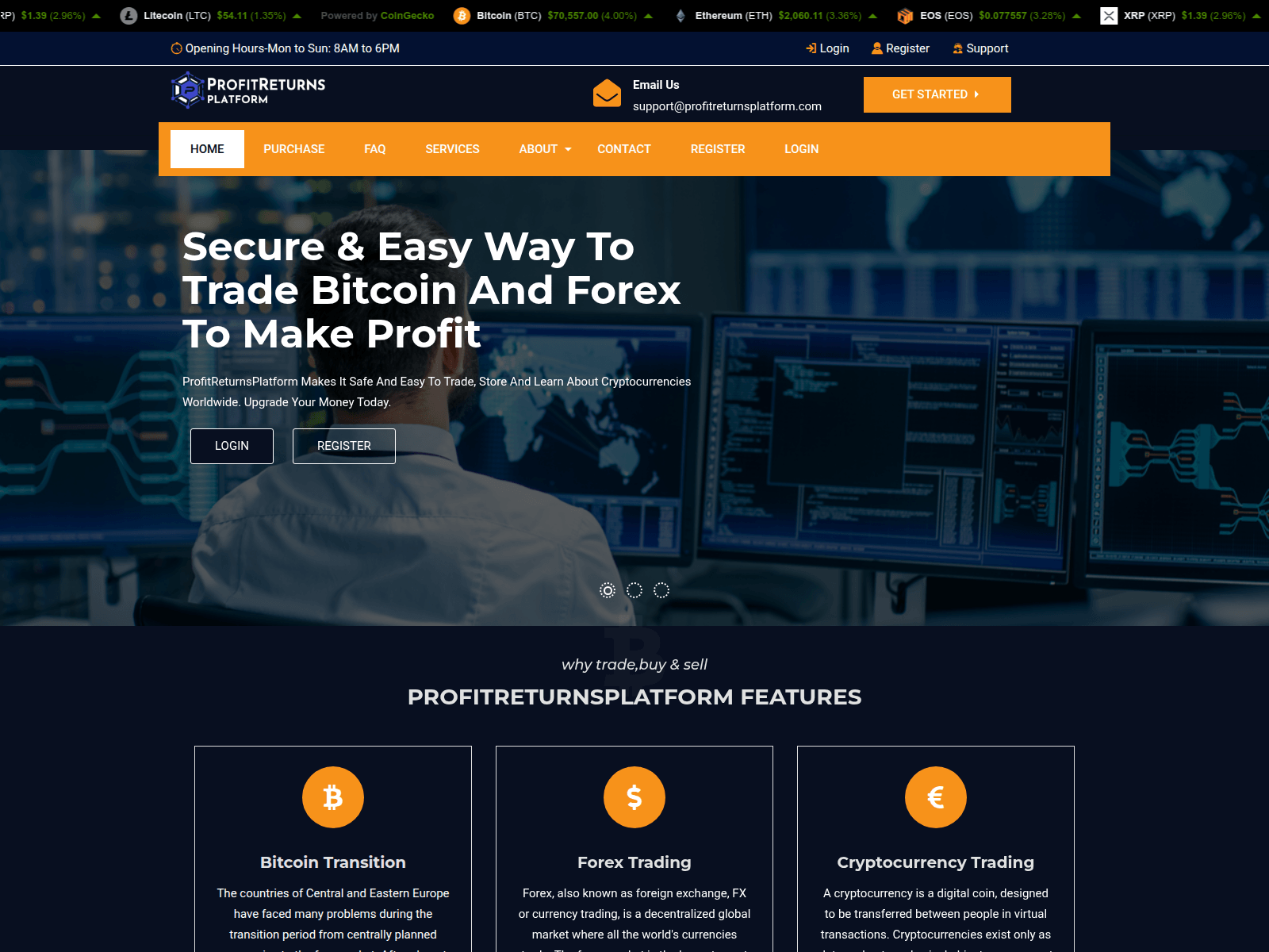 Forensic screenshot of profitreturnsplatform.com