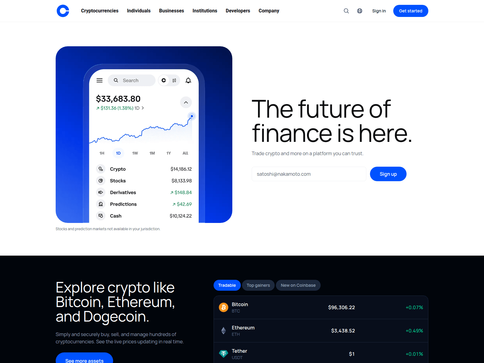 Screenshot of 69af513e79d93a0cbd310dad--coinbase-clone-g4joey.netlify.app