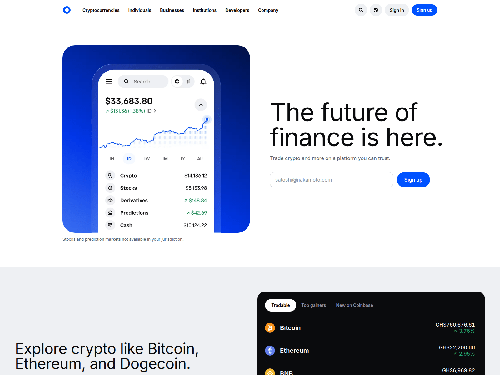 Screenshot of coinbase-clone-ohenewaa.netlify.app