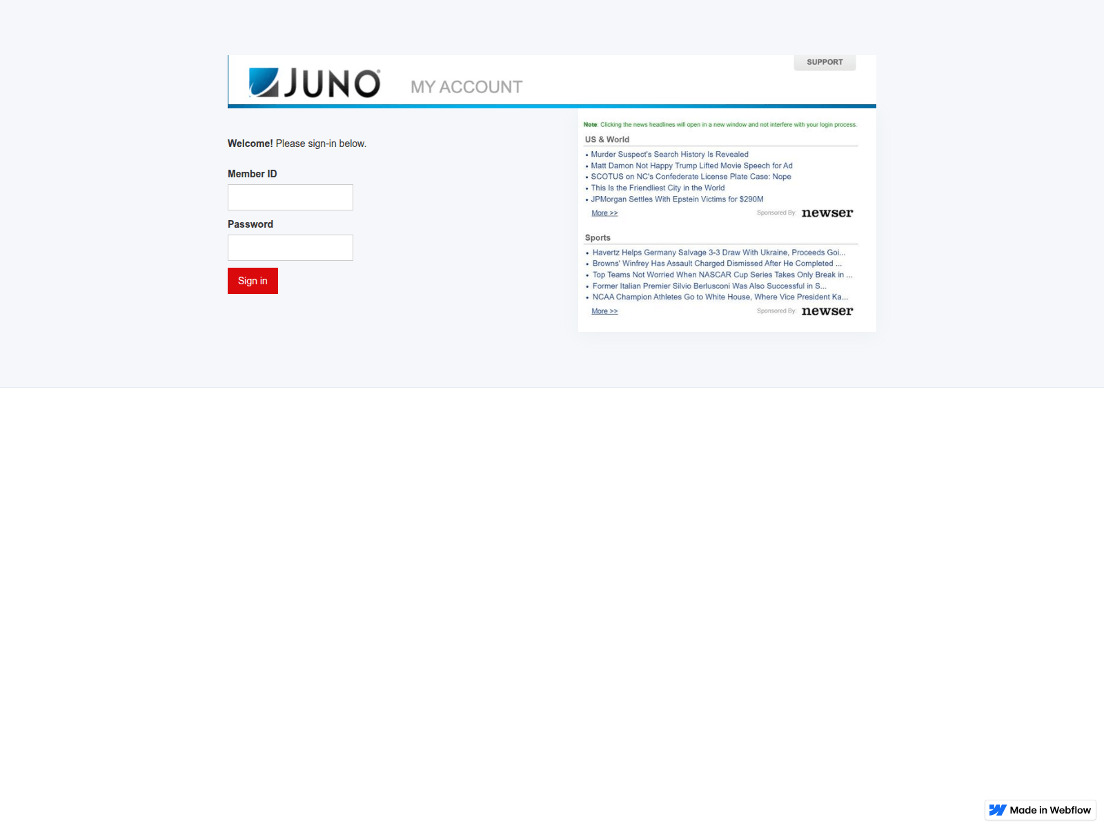 Screenshot of junos-spectacular-site-8b9500.webflow.io