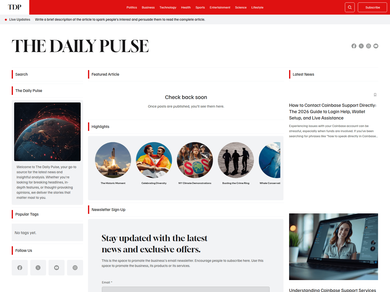 Screenshot of coinsbasenews.com