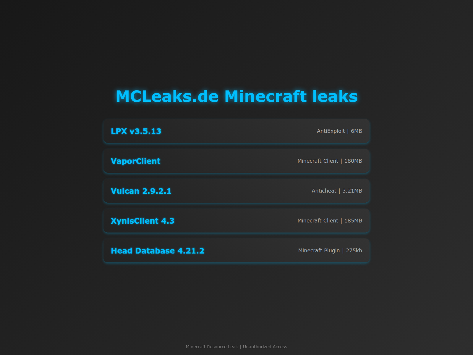 Screenshot of mcleaks.de