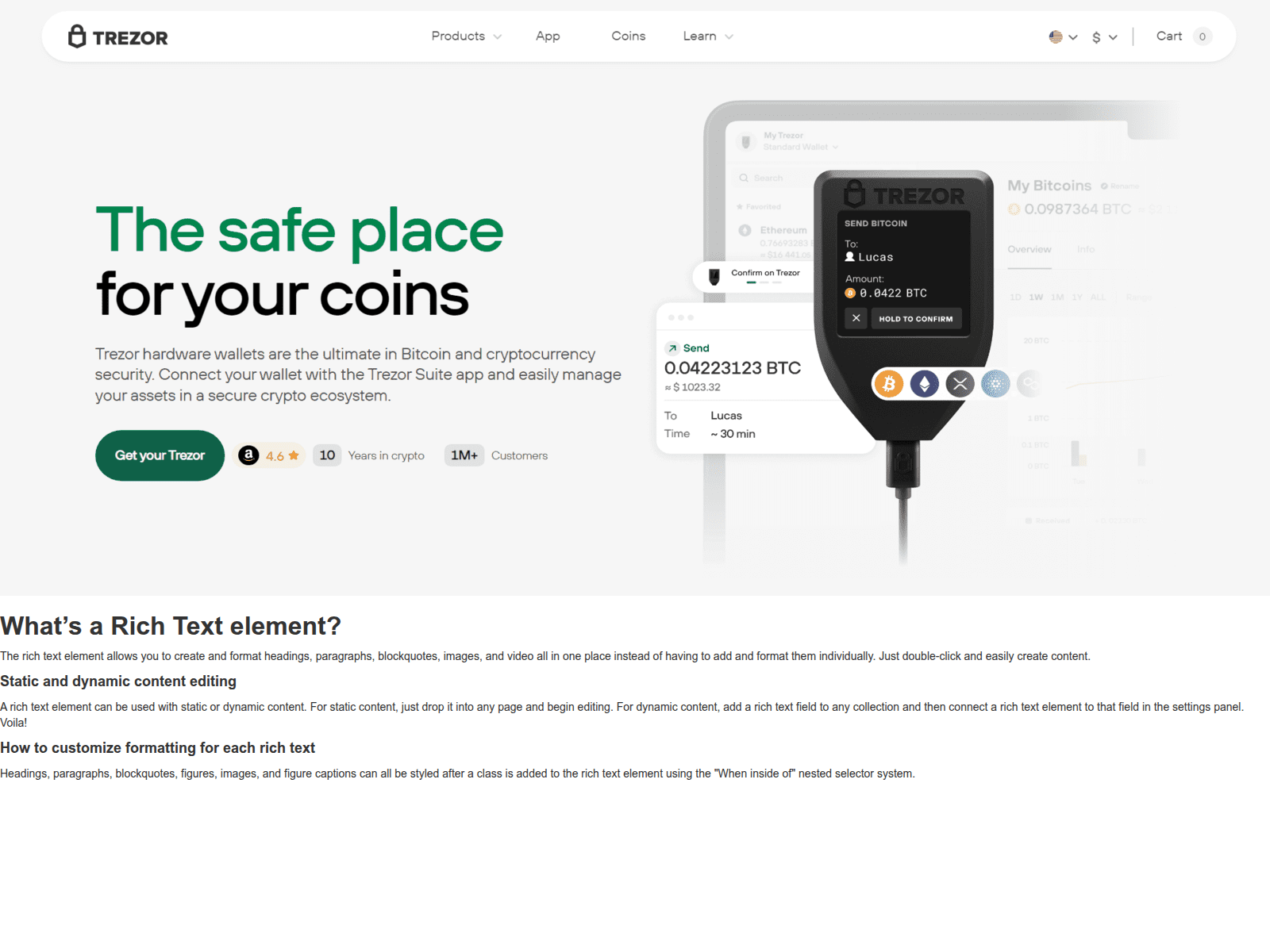 Screenshot of ttrezorr-llet.webflow.io