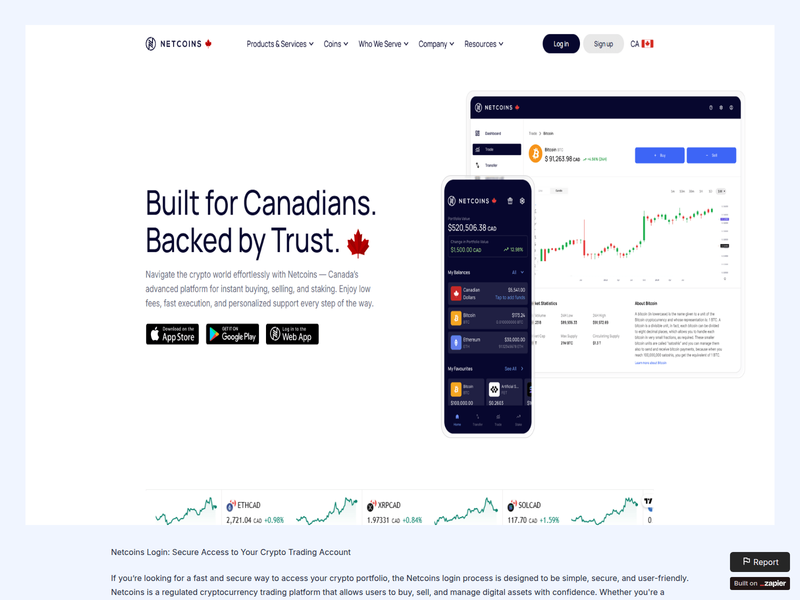Screenshot of support-netcoin-com.zapier.app