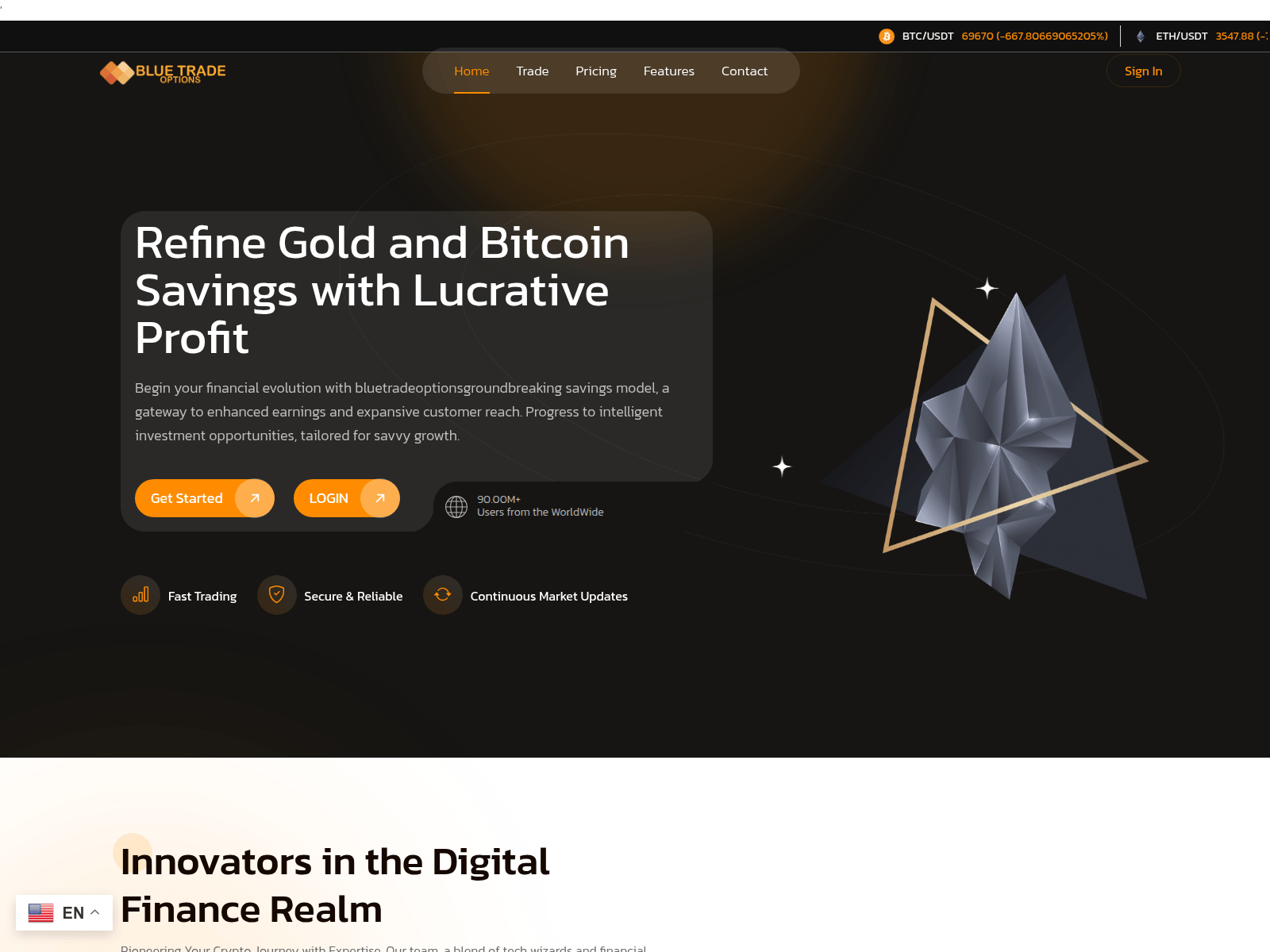 Screenshot of bluetradeoptions.com.korbitfx.com